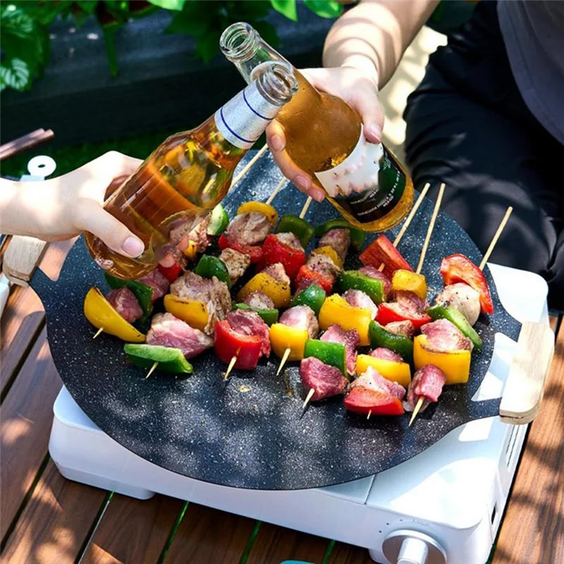 

BMBY-Outdoor Camping Grill Pan, Korean Barbecue Pot, Portable Cooking Frying Pan, Meat Pot Grill Pan, Picnic Grill Pan