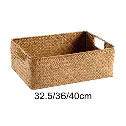 Seagrass Weaving Storage Basket Handwoven Weaving Storage Basket Woven Basket with Handles for Pantry Home Countertop Snacks