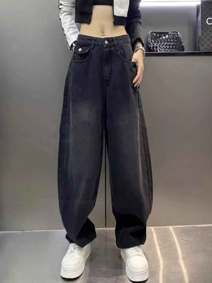 

plus Size Wide Leg Denim Jeans Men's Women's American Retro Slim Banana Pants Loose Bla Harlan Trousers Youth Faion