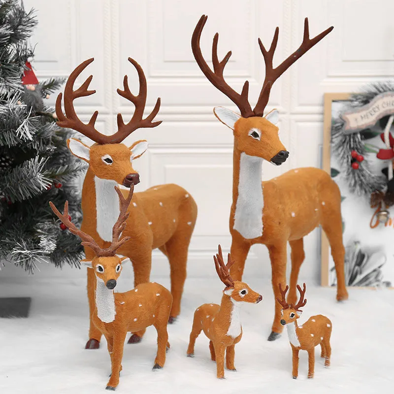 15/20/25/30cm Christmas Deer Figure Simulation Animals Xmas Reindeer Elk Ornament Plush Toy New Year Decorations