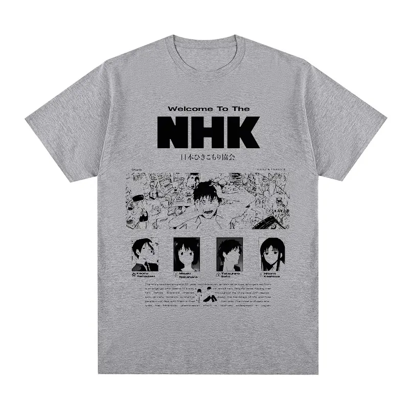 2026 Welcome To NHK Vintage T-shirt Anime Manga Japan Harajuku Streetwear Cotton Men T Shirt New Tee Tshirt Womens Tops