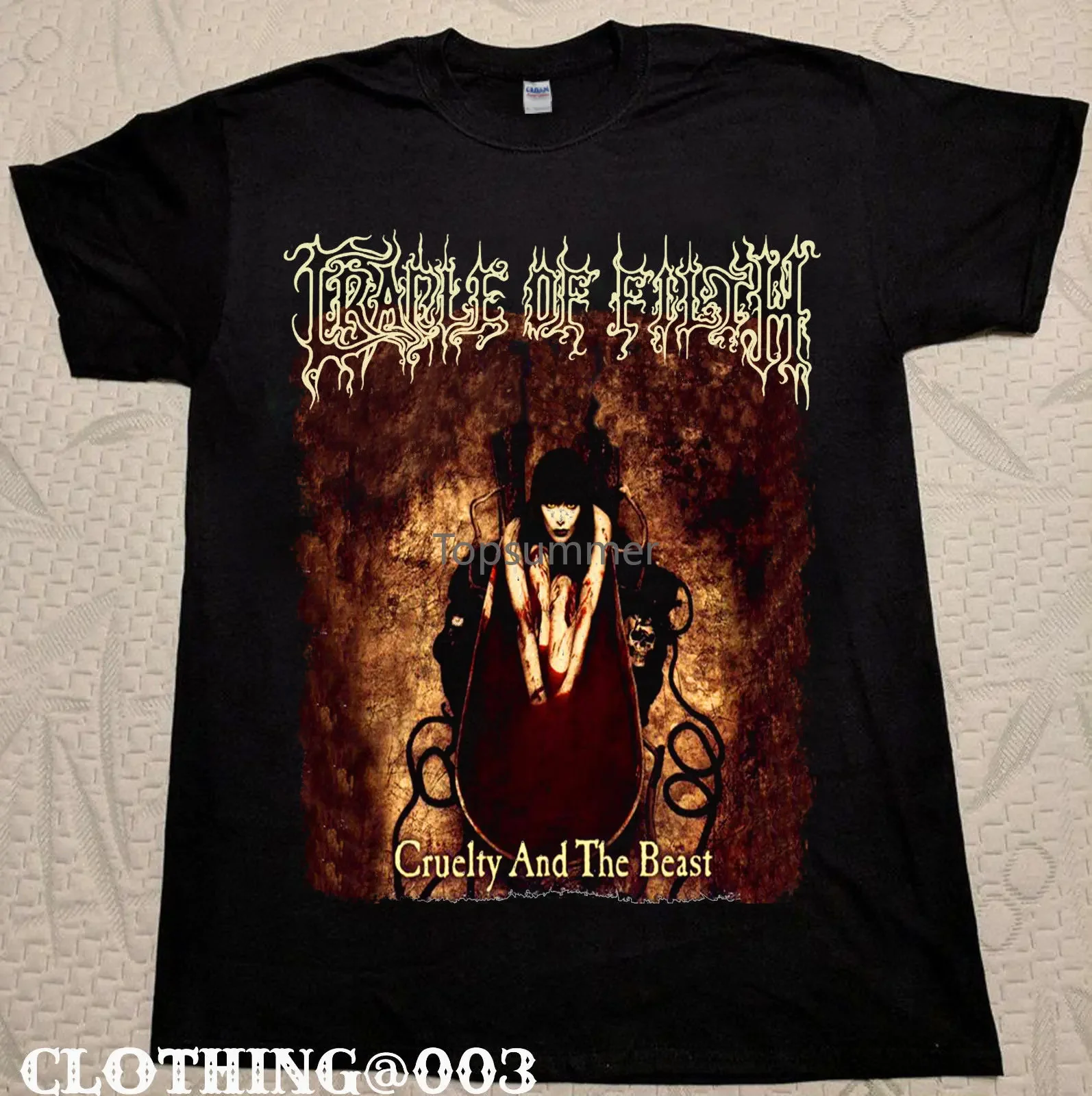 Vtg Cradle Of Filth Cruelty And The Beast Shirt 1998 Short Sleeve S-3Xl 100% Cotton Short Sleeve O-Neck Tops Tee Shirts