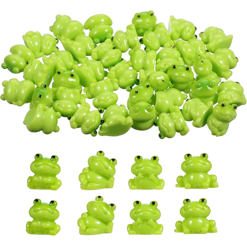 10 Pcs Tiny Mini Resin Frogs Figurines, Cute Animal Miniatures for Hiding, Fairy Garden Decorations, Micro Landscape Accessories