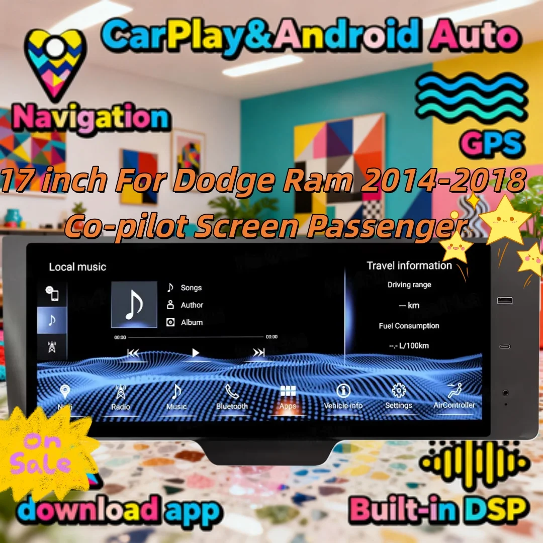 17 بوصة أندرويد المشارك الطيار الترفيه مشغل وسائط متعددة ل دودج رام 2014-2018 راديو CarPlay سيارة السيارات ستيريو لتحديد المواقع بلوتوث