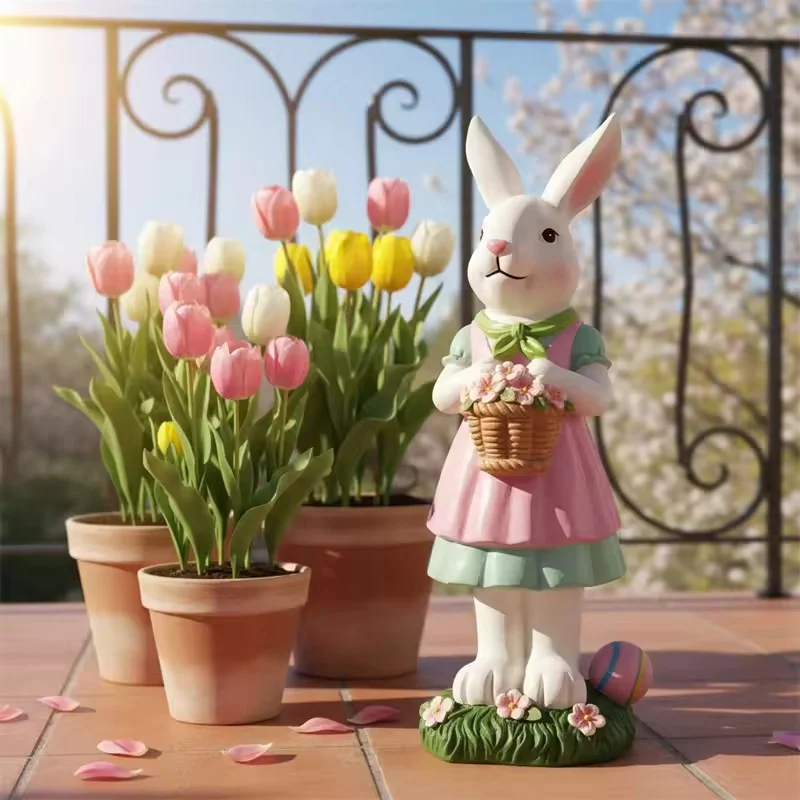 

Easter Decoration Bunny Resin Figurines Colorful Charming Home Living Room Showcase Ornaments Creative Holiday Gift