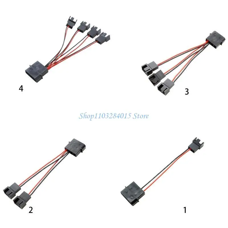 R6FF 4Pin to Fan Power Splitter Cable 4-Pin IDE to 3 4 4Pin Fan Connector