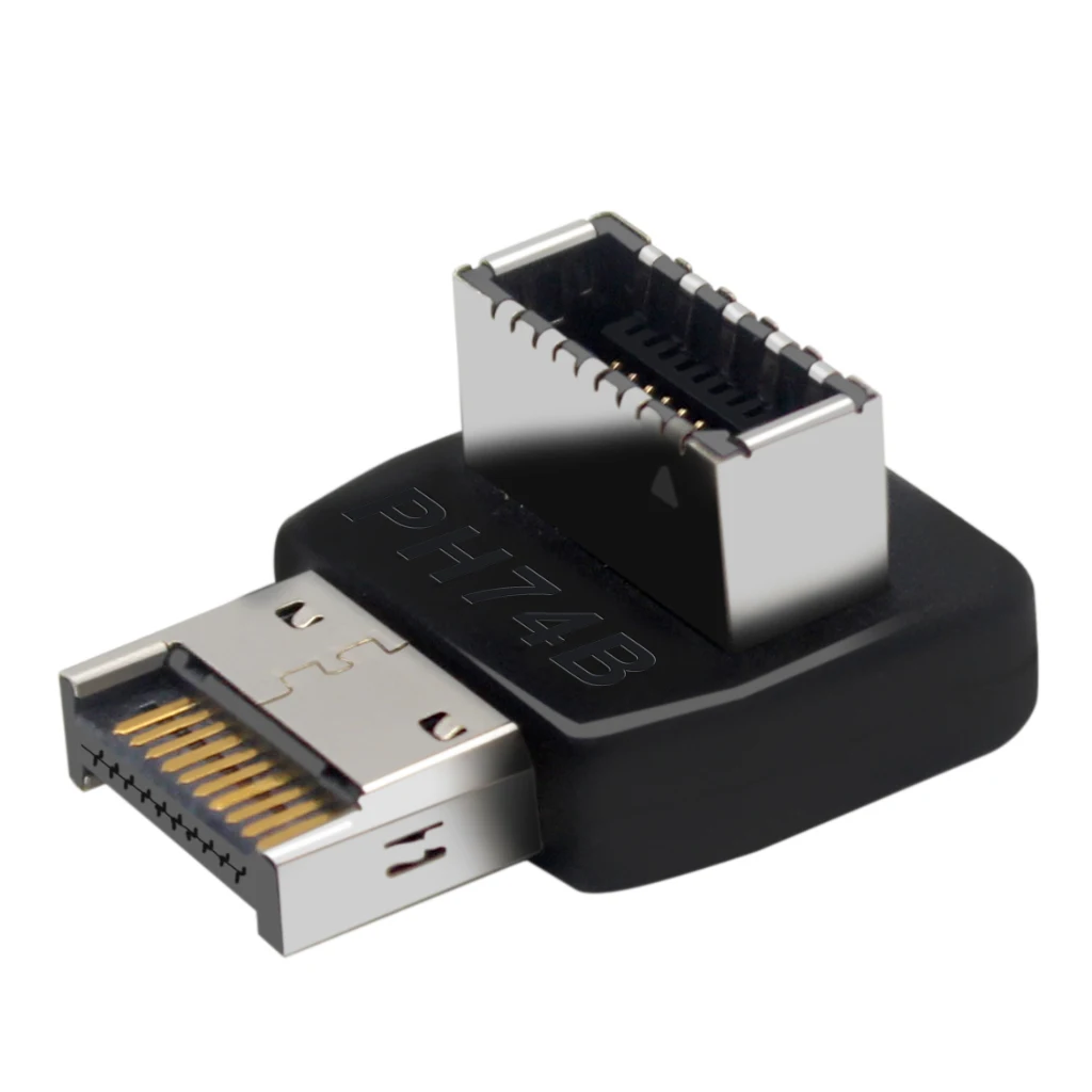 USB Connector Adapter USB3.1 10G USB3.2 20G TYPE-E 90 Degree Converter Adapter Case Front Type C Socket for Computer Motherboard