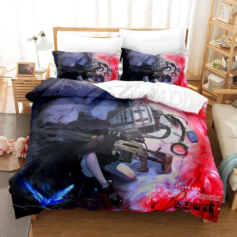 

3D Game Girls' Frontline Bedding Set Single Twin Full Queen King Size Bed Set Adult Kid Bedroom Duvet Cover Sets Home Textiles