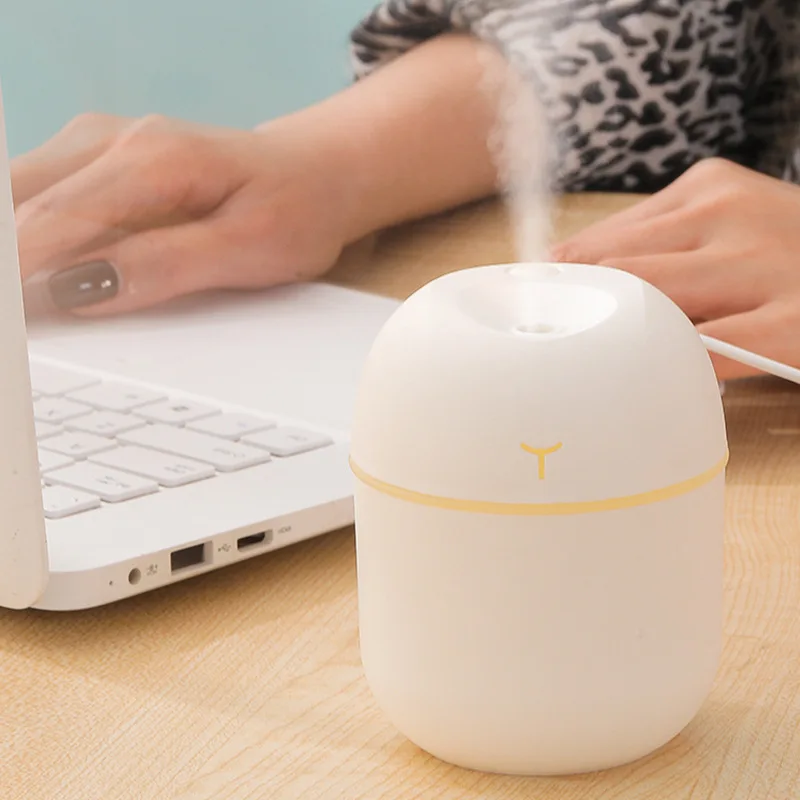 Mini humidificador de aire con luz romántica, difusor de aceite esencial USB, purificador de coche con luz LED, pulverizador de aniones aromáticos, Mister 250ML