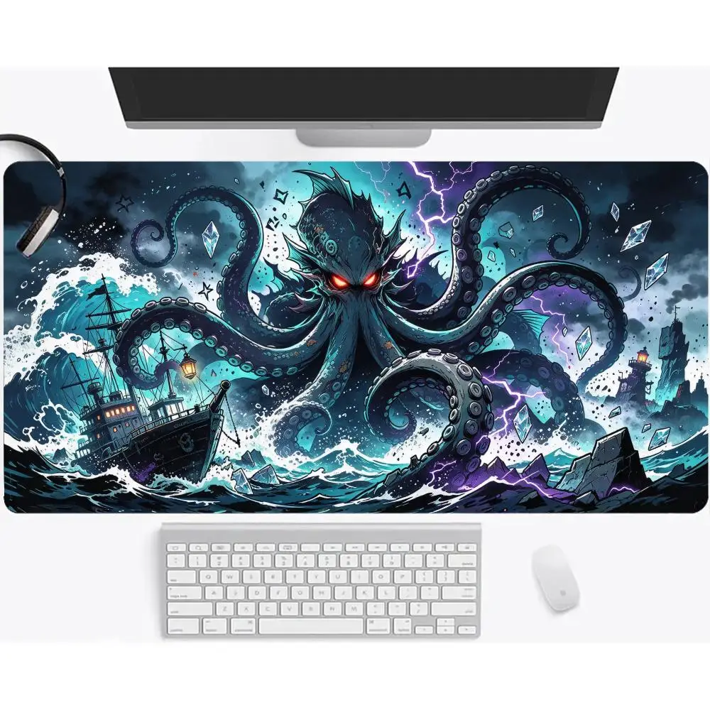 Deep Sea Kraken Monster Play Mat Smooth Cloth Surface Non Slip Rubber Base Precision Tracking For Student Home