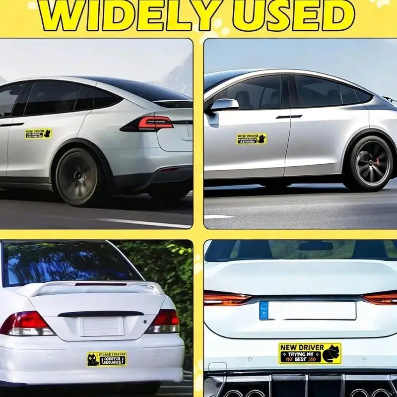 Quick Detach Adhesive Reflective Decal For Novice Driver Suitable For Metal And Plastic Car Bodies Easy Install