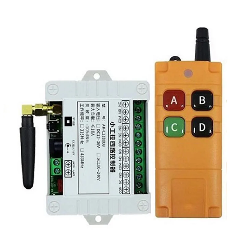 

433M Ndustrial DC 12V 24V 36V 4CH RF Wireless Remote Control Switch Radio Receiver With 20-2000M Long Distance Remote controller