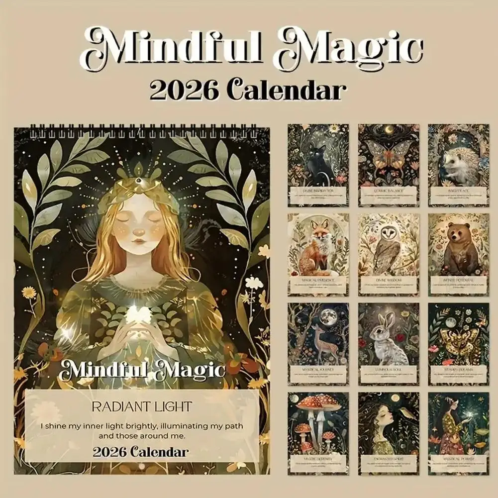 

2026 Medieval Cat Mindful Magic Wall Calendar 12 Months Daily Weekly Monthly Agenda Schedule Organizer Planner Home Office Decor