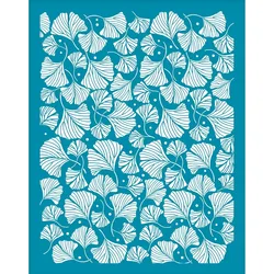 4x5 Inch Clay Stencils Ginkgo Biloba Non-Adhesive Stencil Silk Screen Printing Stencils Leaf Pattern Reusable Mesh Transfer