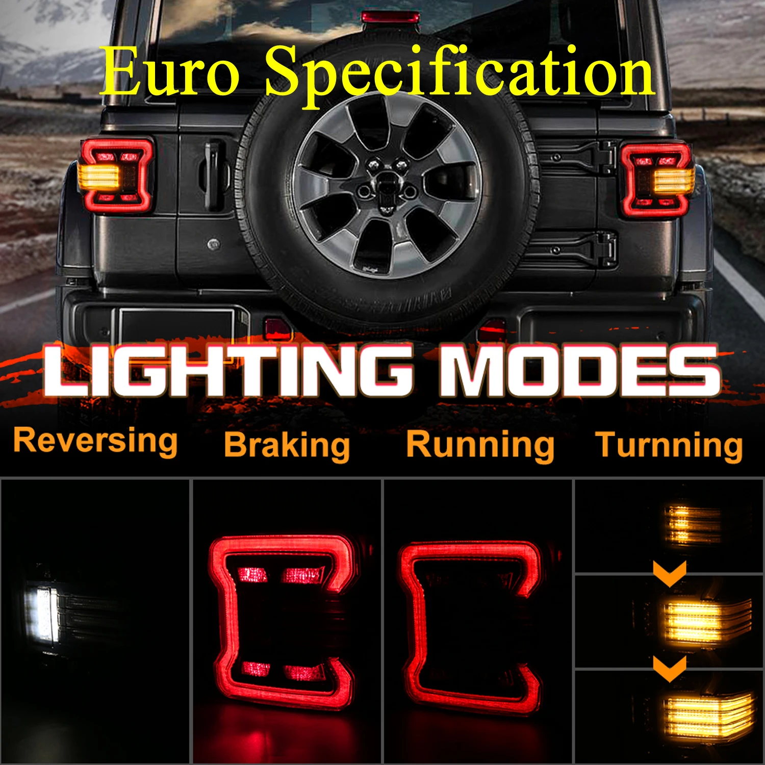 مواصفات اليورو أو المواصفات الأمريكية مصباح ليد خلفي الفرامل بدوره إشارة مصابيح ل جيب رانجلر JK 2007 -2017 #6