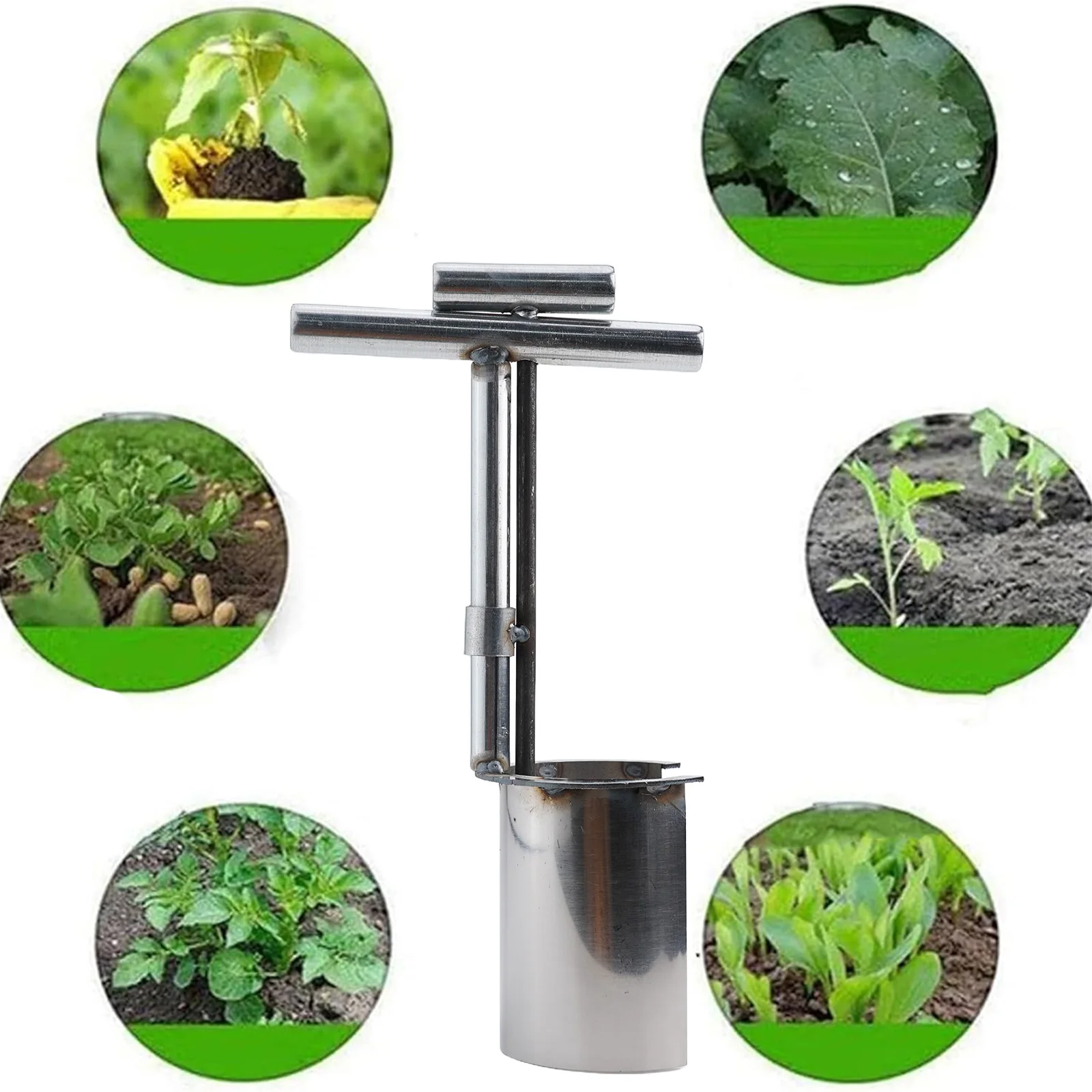

1pc Handled Soil Sampler Lawn Aerator Plant Transplanter Planting Tools For Digging Garden Supplies Stainless Steel Tool