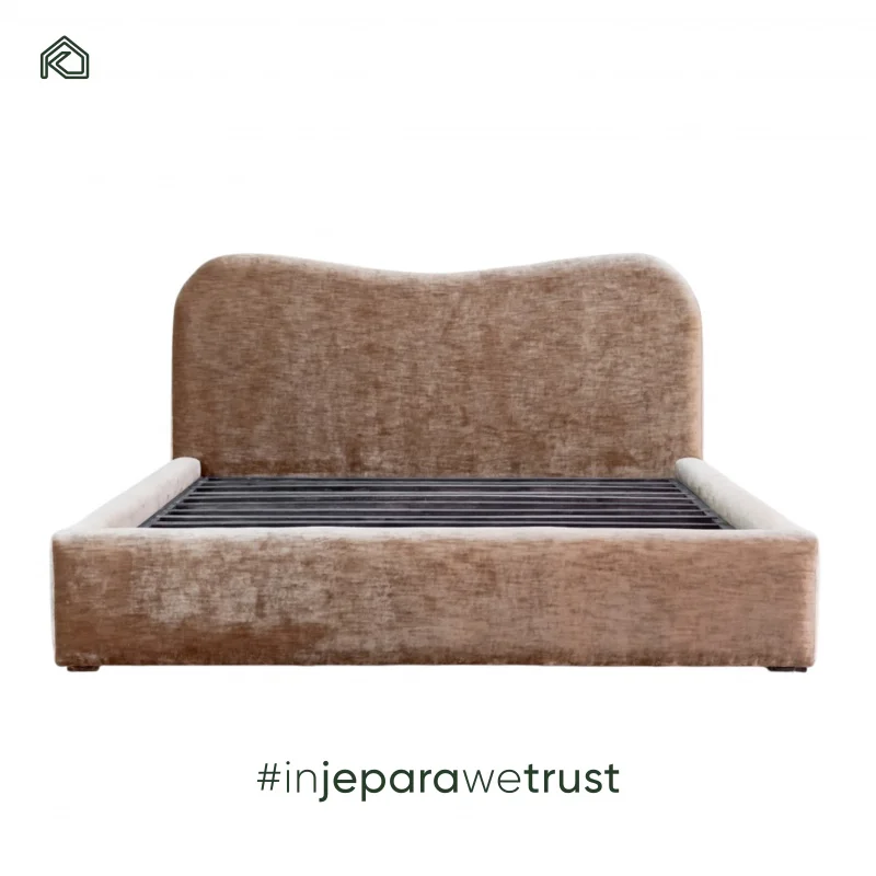 custom.Modern Unique/King Size Bed Wooden Frame Fabric Upholstery Widening Headboard Simple Design Soft Backrest Hotel Apa view 2