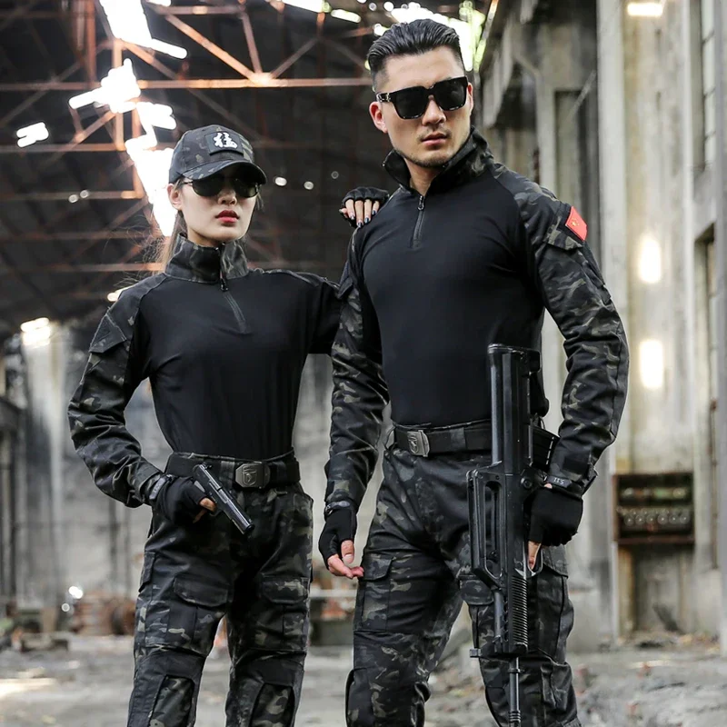 

Men Tactical Camouflage Clothes Men CPU Hunting Clothing Men Women Tactical Uniform Combat Shirt And Cargo Pants With Knee Pads