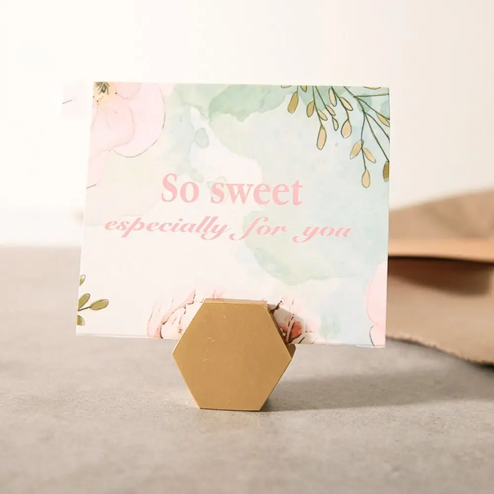 Desktop Decoration Business Card Holder Memo Postcard Picture Clip Brass Table Number Holder Students Gift Note Picture Clamp