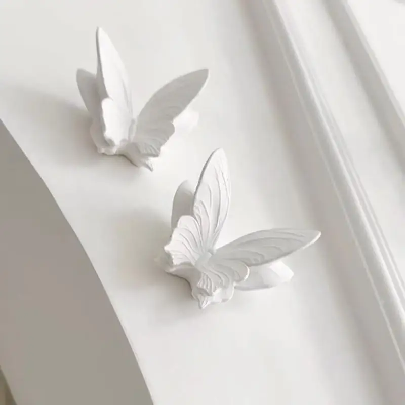 ~1 PCS Butterfly Wall Decor White Plaster Butterfly Wall Art For Living Room Bedroom French Style Home Decor