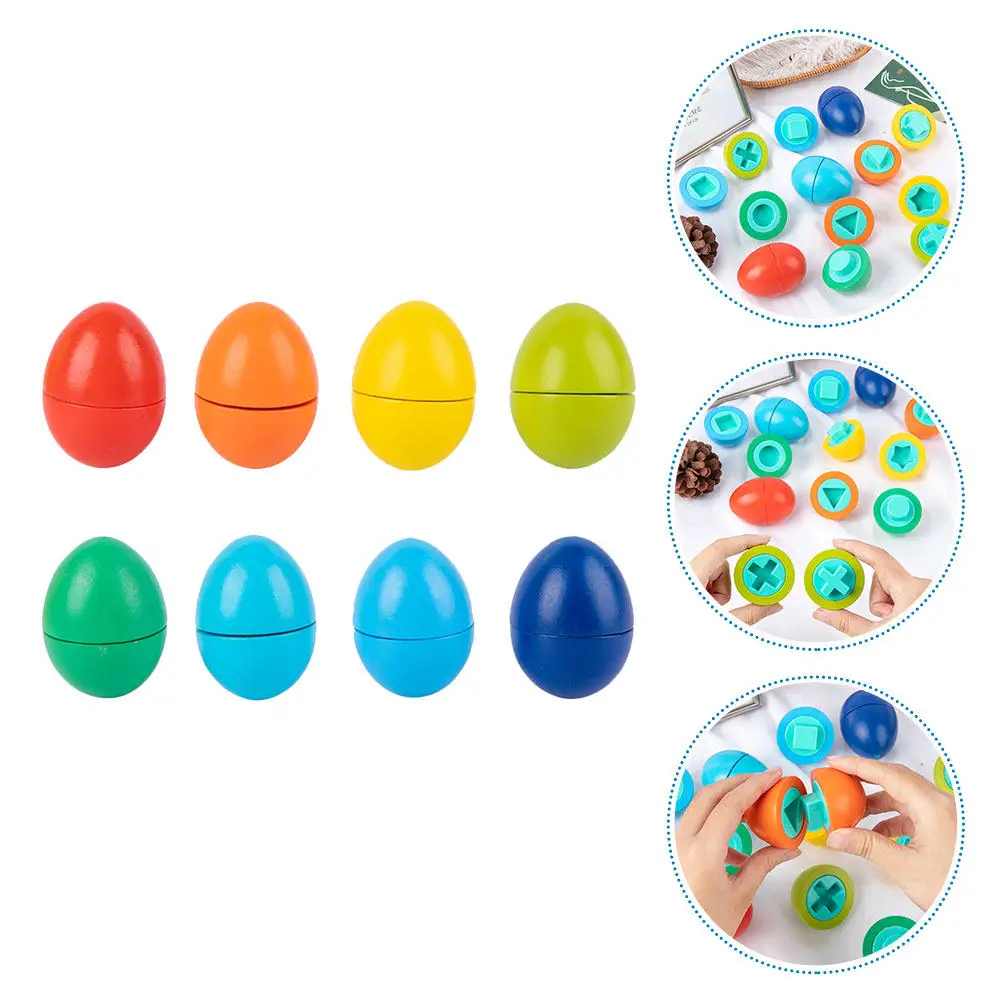8Pcs Shape Recognition Learning Fun Egg Color Matching Educational Set Kids Early Development Interactive Playthings