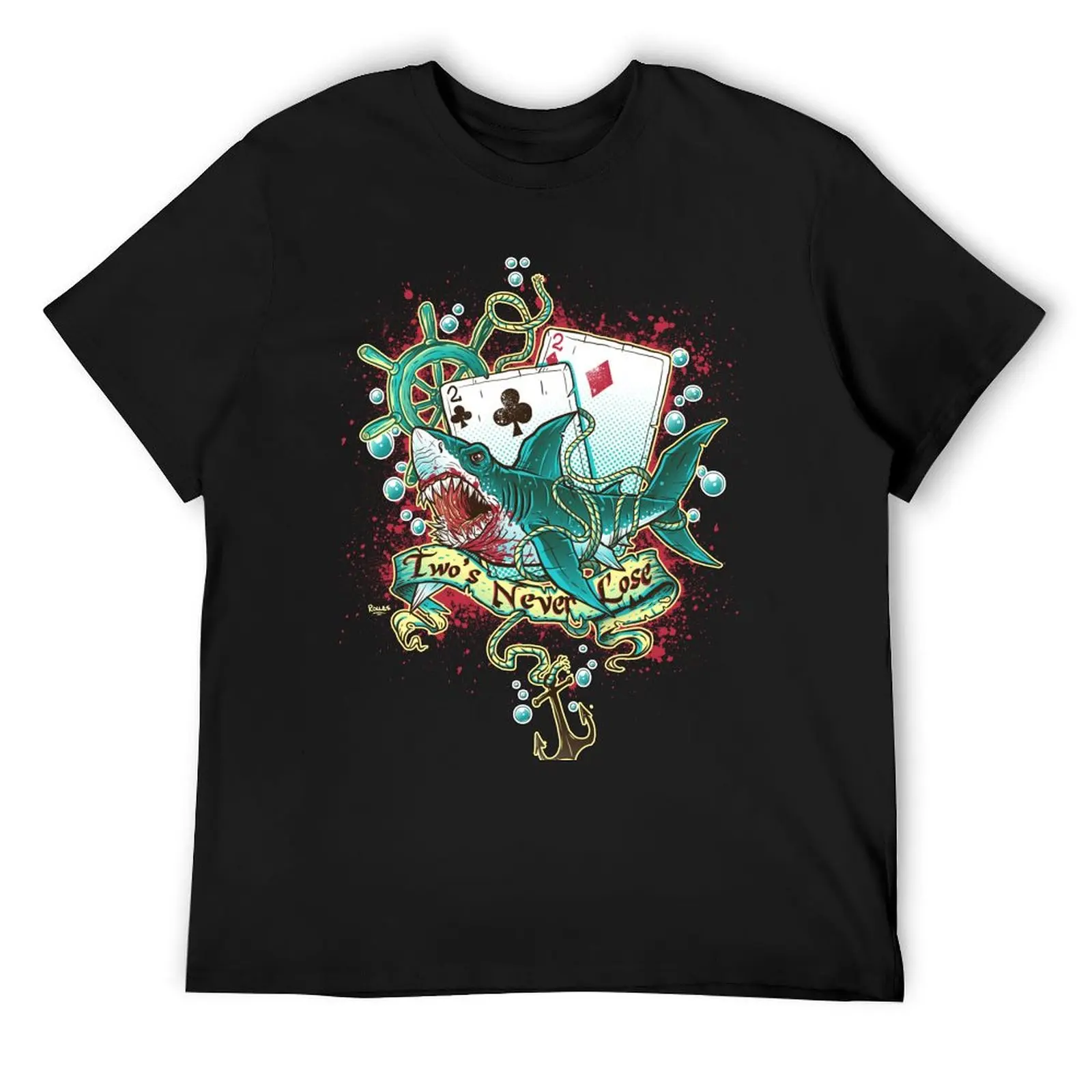 ポーカーシャーク-ブラック-tシャツ夏-2025-ブラウスオーバーサイズ-tシャツアニメ-tシャツメンズ無地-tシャツ
