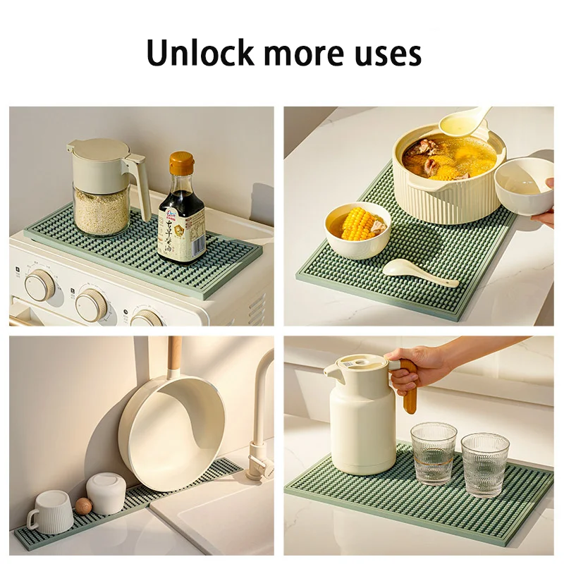 Heat-resistant Silicone Bar Mat Anti-Slip Draining coffee Mat Heat-Insulating Filter Mat Combination Type Drain Pad Easy Clean