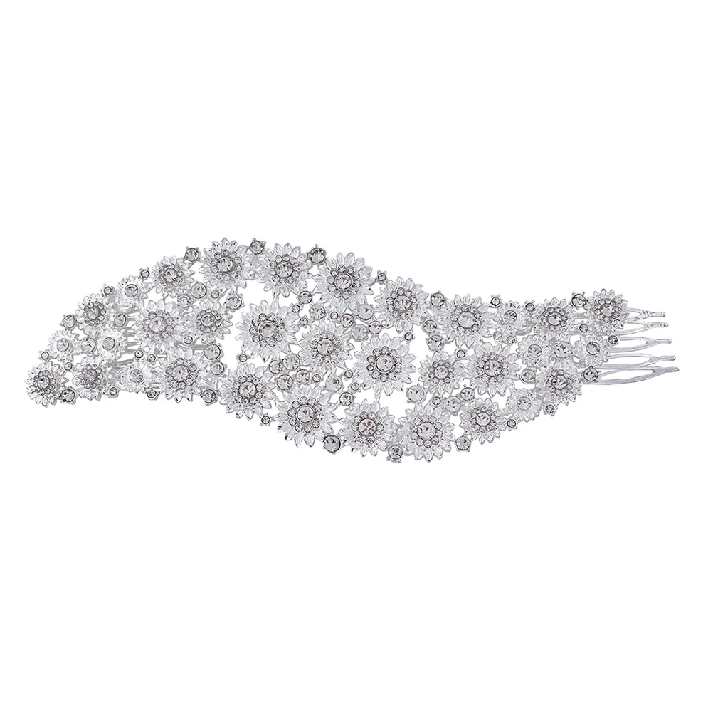 

Rhinestone Hair Shiny Alloy Wedding Bridesmaid Prom Evening Banquet Hairstyle Bride Hair Headdress Decorative Combs Adult