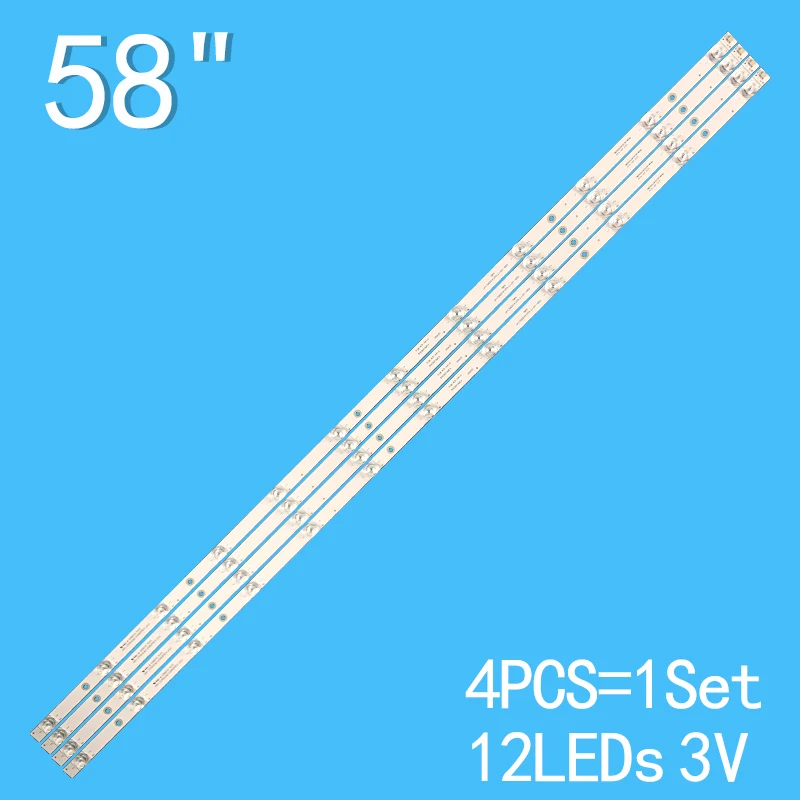 แถบไฟแบล็คไลท์4ชิ้น/ล็อต1149มม. สำหรับ58A5U 58D2P 58F8 LB-C580U18-EF8-R-G01-XRD1 LB-C580U18-EF8-C-G31-XRD1ของ Changhong