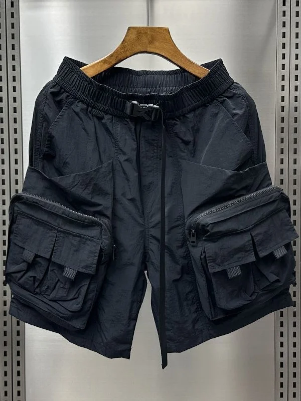 Trendy Youth Casual Pants Multi-Pocket Workwear Short Shorts Mountain System Functional Summer Fashion Straight Leg mid Waist