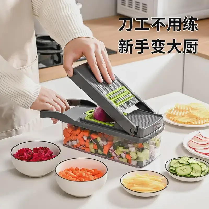 Multifunctional vegetable cutting artifact Household potato shredding and dicing device