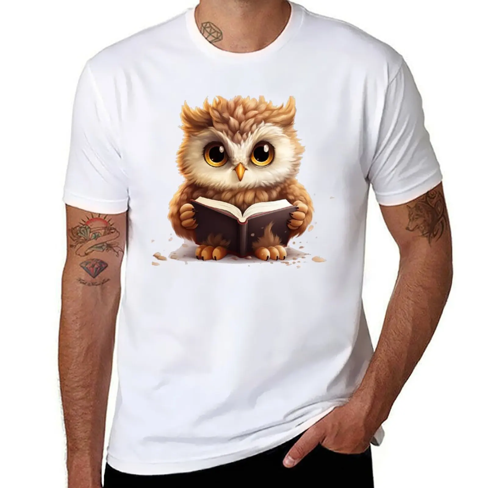 Camiseta coruja fofa anime camiseta masculina de luxo