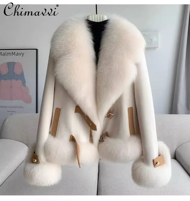 2024 Winter New High-end Temperament Fur Integrated Versatile and Thin Down Jacket Big Fur Collar Top Coat For Women