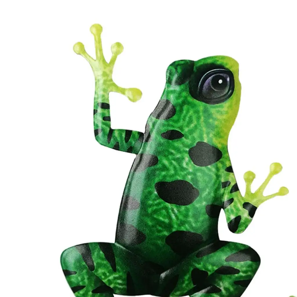 4x Frog Statue Colorful Anti-Rust Metal Einfach Zu Installieren Wall Decor Sculpture for Indoor Yard Fence Trees Fences Sidewalk