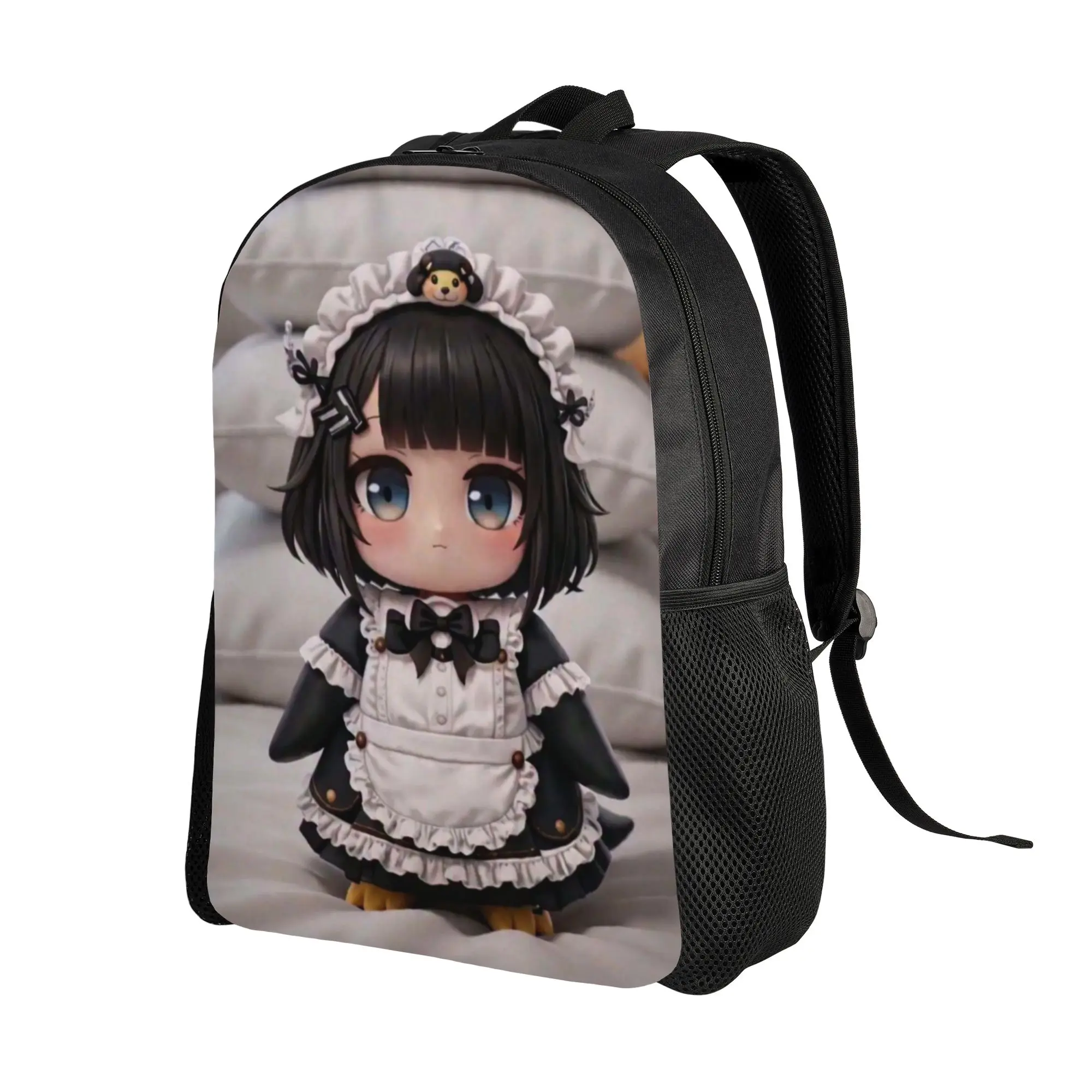 Backpack Back to school season gugu gaga Chibi Penguin Maid Girl Stack Pillow Cute Cozy Kawaii Portrait Print  Daily Backpack