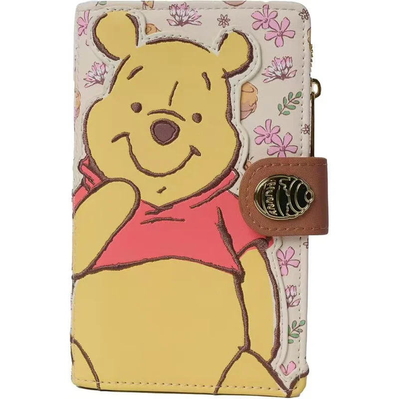 

Disney Pooh Bear Wallet For Women Cartoon Winnie The Pooh Unisex Leather Short Wallet Cute Small Purse Bank Card Bag Girls Gift