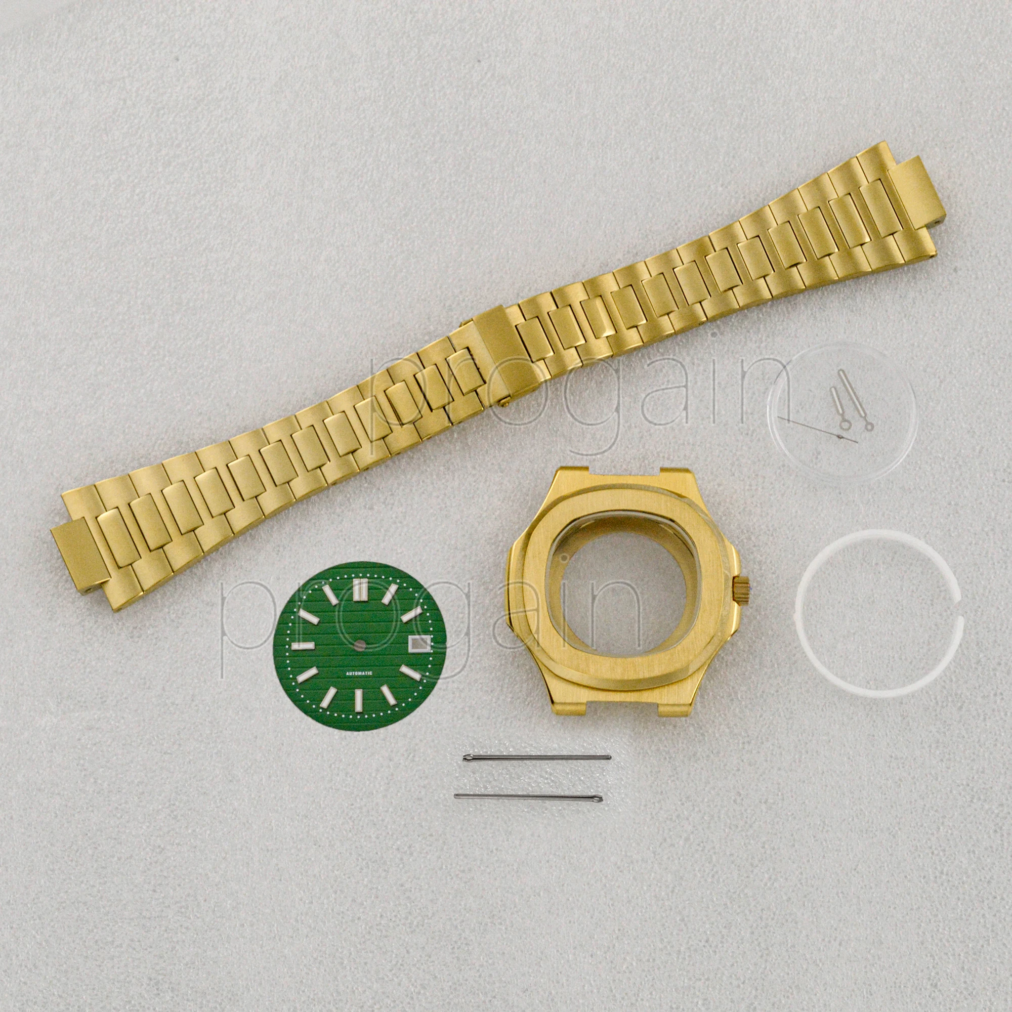 41mm Stainless Steel Gold Case Watchband Watch Dial Hands Parts For Nautilus NH35 Automatic Movement Accessories