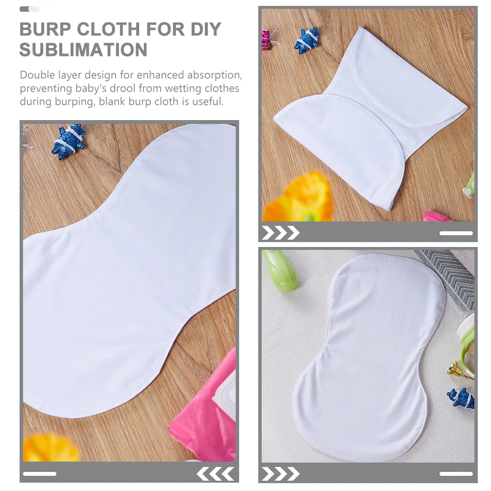 3 Pcs Blank Heat Transfer Double Layer Baby Pad Sublimation Burping Cloth DIY for 200g Imitation Cotton Rack Towel Newborn Girl