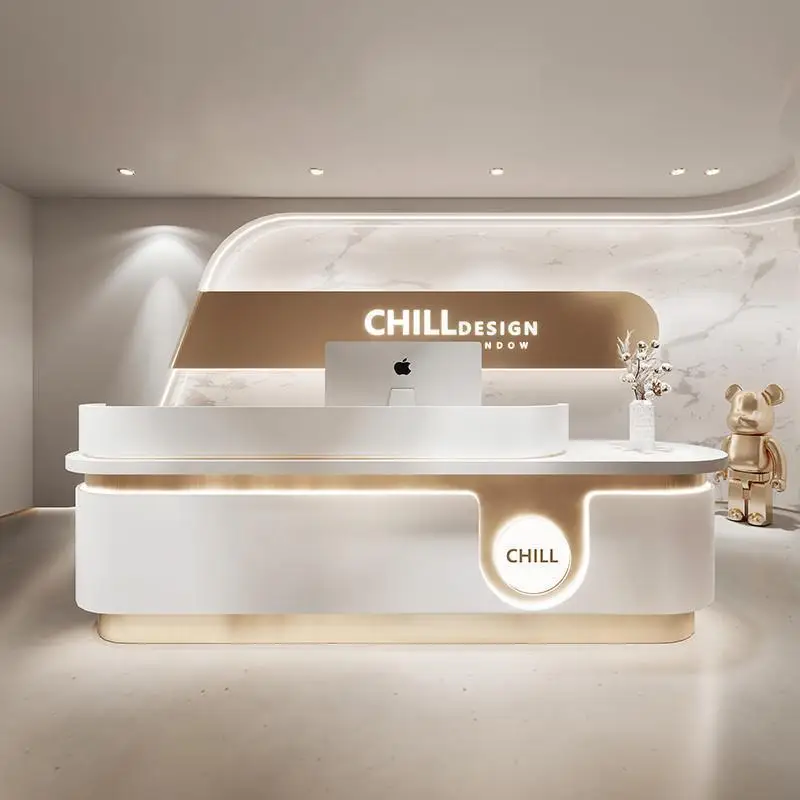 Clothing shop checkout page Dental clinic Curved bar counter Imitation marble hairdresser Reception desk Beauty salon Front desk