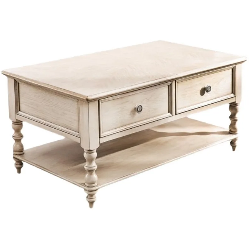 

American country living room casual coffee table Nordic retro log solid wood coffee table simple retro small apartment