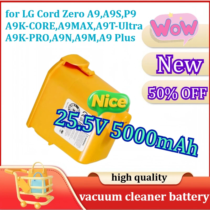 

Литий-ионный аккумулятор для LG Cord Zero EAC63382204 A9, A9S, P9, A9K-CORE, A9MAX, A9T-Ultra, A9K-PRO, A9N, A9M, A9 Plus 25,5 В 5000 мАч