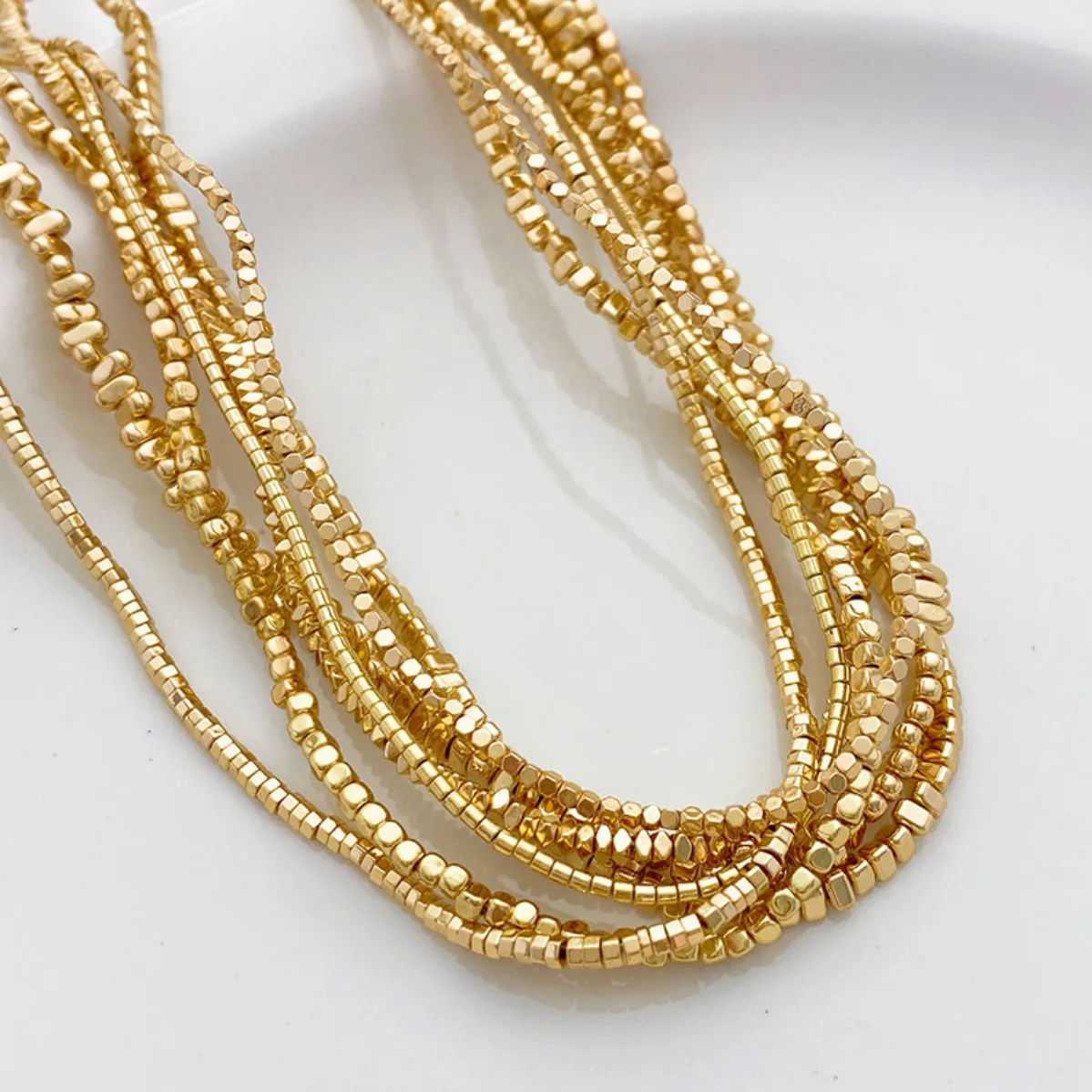 Hematite Gold Plated Mini Crushed Silver Square Triangle Spacer Discs Beads DIY Bracelet Necklace Jewelry Findings