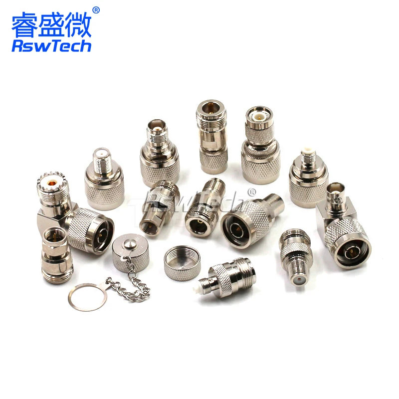 N-UHF Female and Male Straight Rf Coaxial Elbow L Type Double Waterproof Cover With Chain Connector