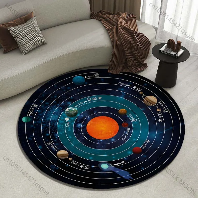 Solar System Orbital Diagram Printed round carpet living room sofa table carpet large pet mat soft round carpet home decor