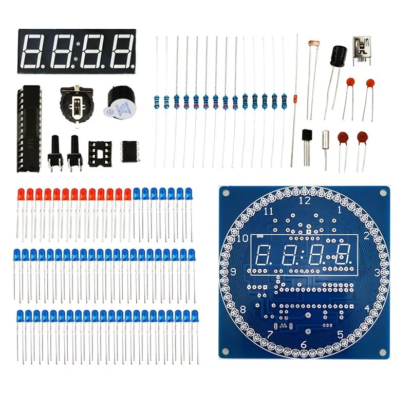 LED Light-Controlled Clock DIY Welding Kit Four-Position Rotary Temperature Control Electronic Clock