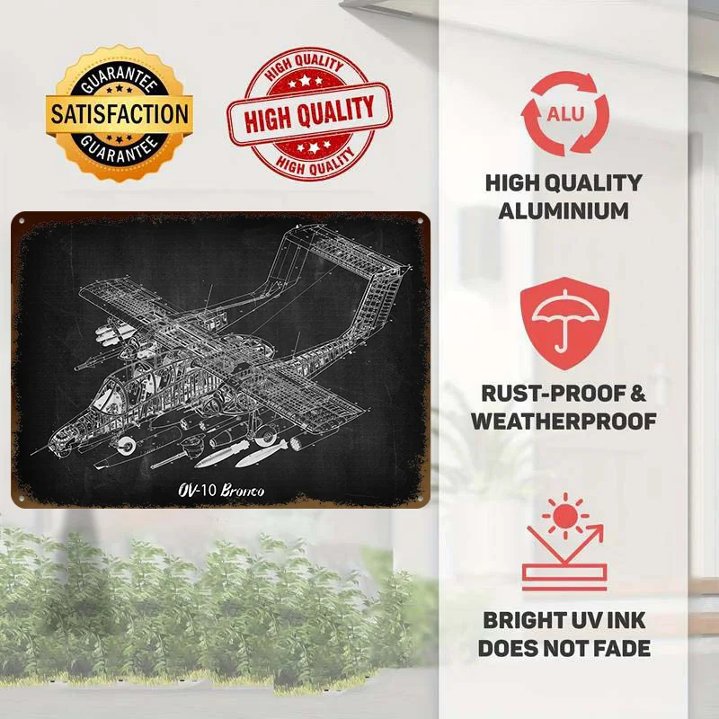 OV10 Bronco Printed Poster Customized Wall Art Retro Vintage Metal Tin Signs for Home Decorations Living Room Decoration Gaming