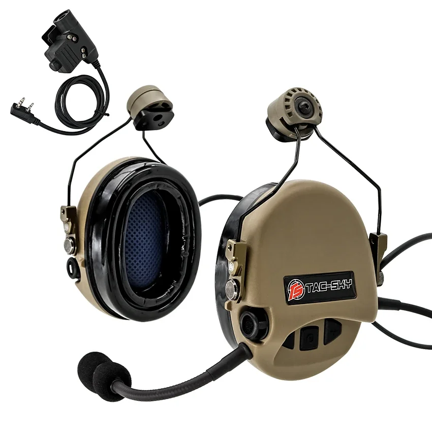 Casque avec support en ARC, Protection auditive en Gel pour Airsoft, casque d'écoute de chasse, TAC-SKY