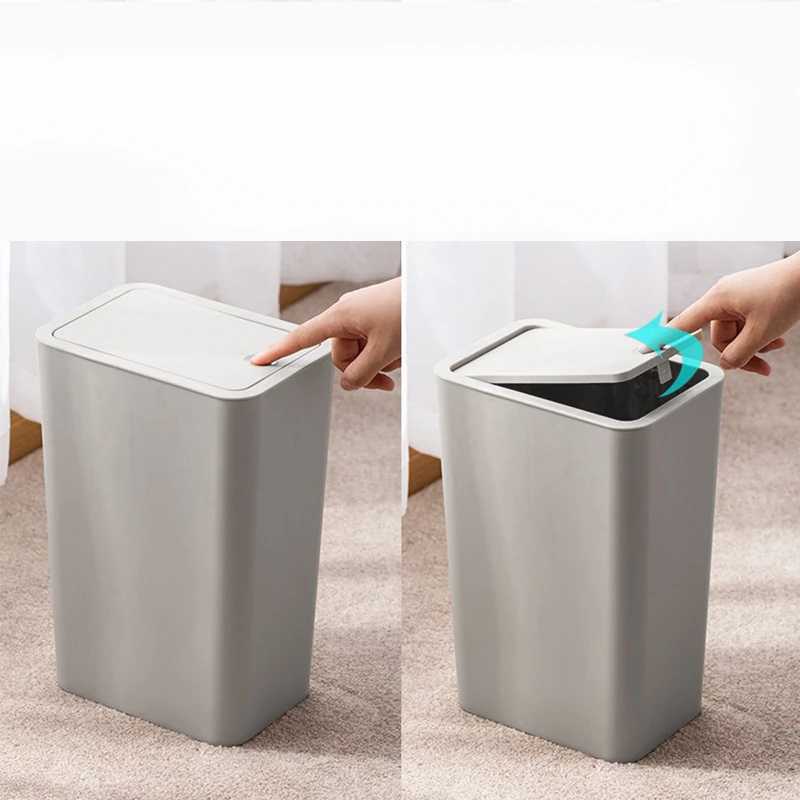 Gap Toilet Bathroom Square Lidded Press Trash Can Household Large Living Room Office Flip-top Garbage Bin