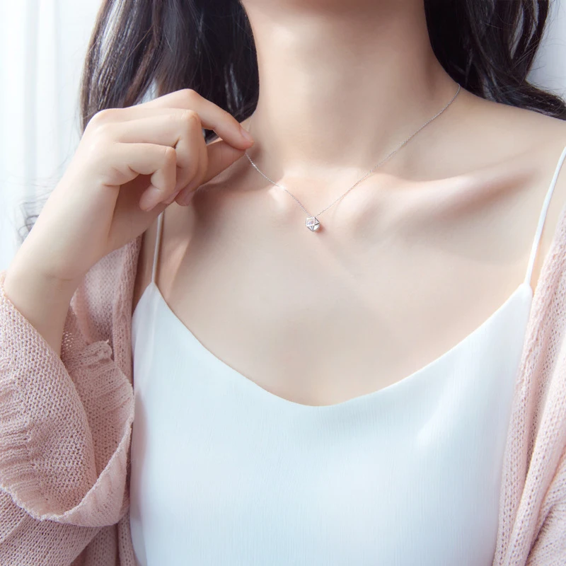 Modian New Sale Geometric Clear 5A CZ Sparkling Charm Necklaces Pendant For Women Real 925 Sterling Silver Irregular Jewelry