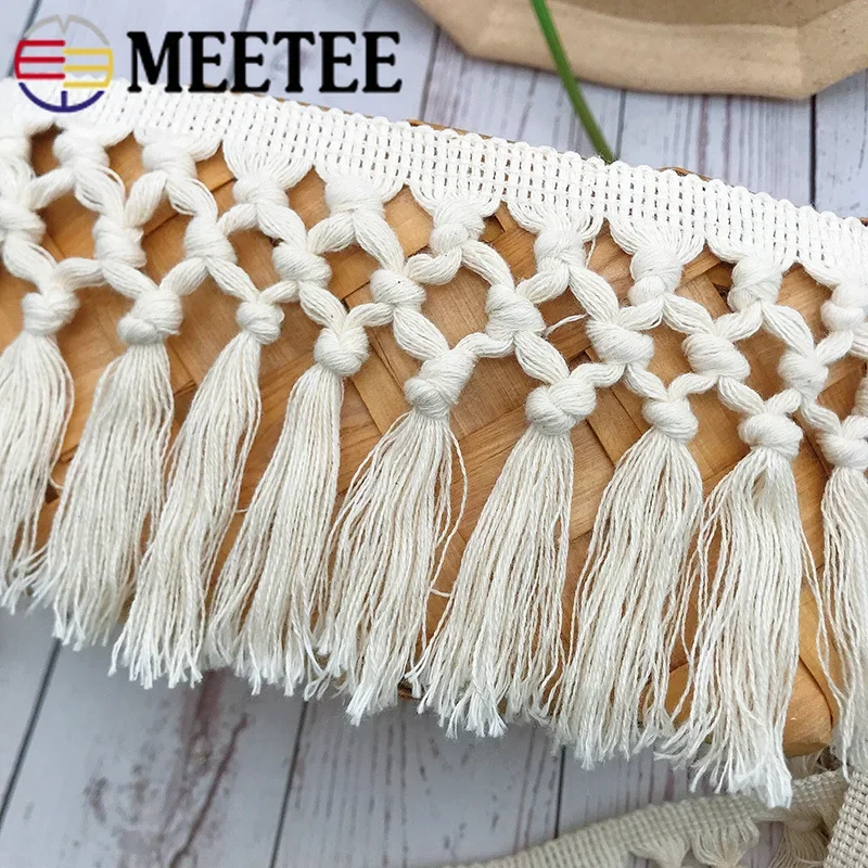 1/2Meter Meetee Pompom Trim Ball Tassel Lace Fabric Cotton Kintted Beaded Ribbon DIY Crafts Home Decoration Sewing Accessories